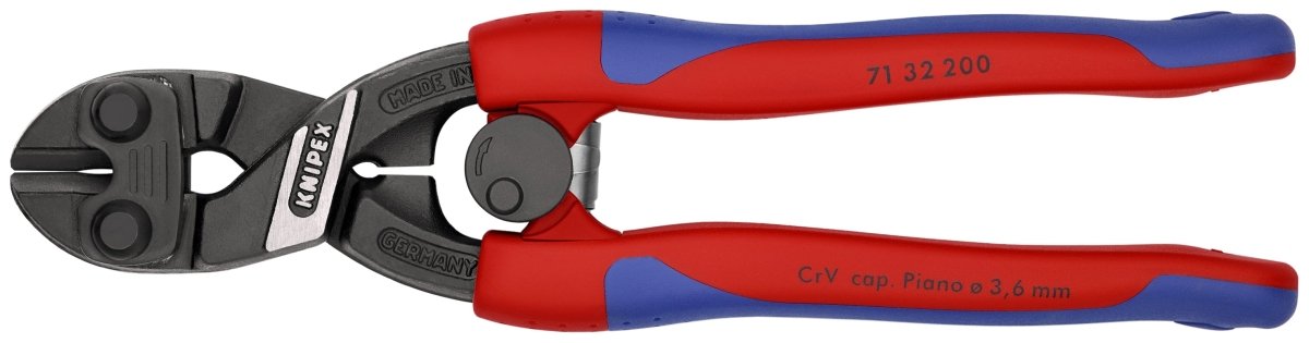 Knipex CoBalt® High Leverage Compact Bolt Cutters 8" 71 32 200 - Mr. Tools