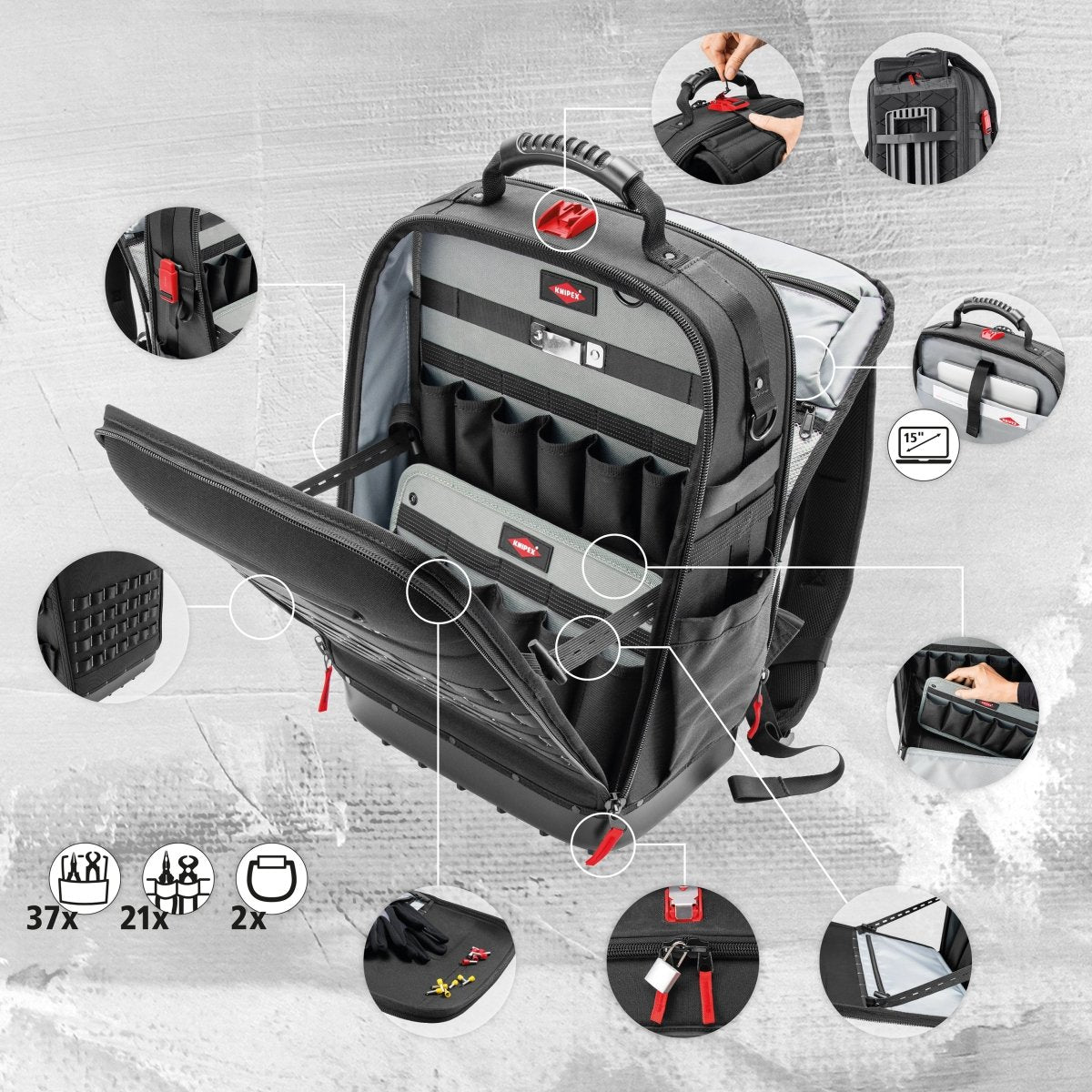Knipex Modular X18 Tool Backpack 00 21 50 LE - Mr. Tools
