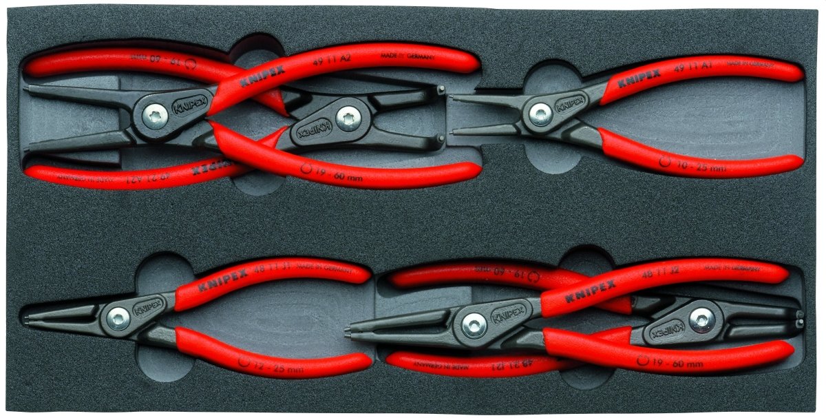 Knipex Precision Circlip Snap Ring Pliers Set In Foam Tray 6 Pieces 00 20 01 V02 - Mr. Tools