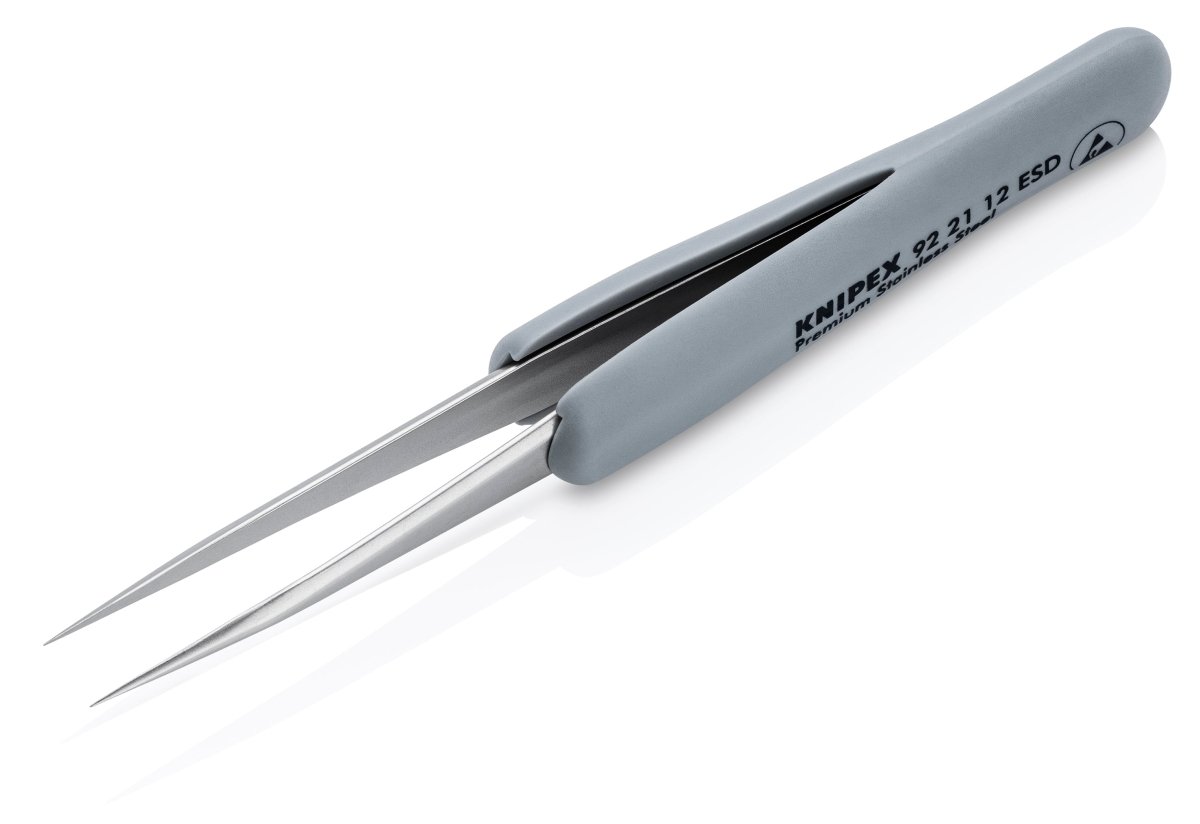 Knipex Stainless Needle Point Tips Precision Tweezers ESD 3 1/2" 92 21 12 ESD - Mr. Tools