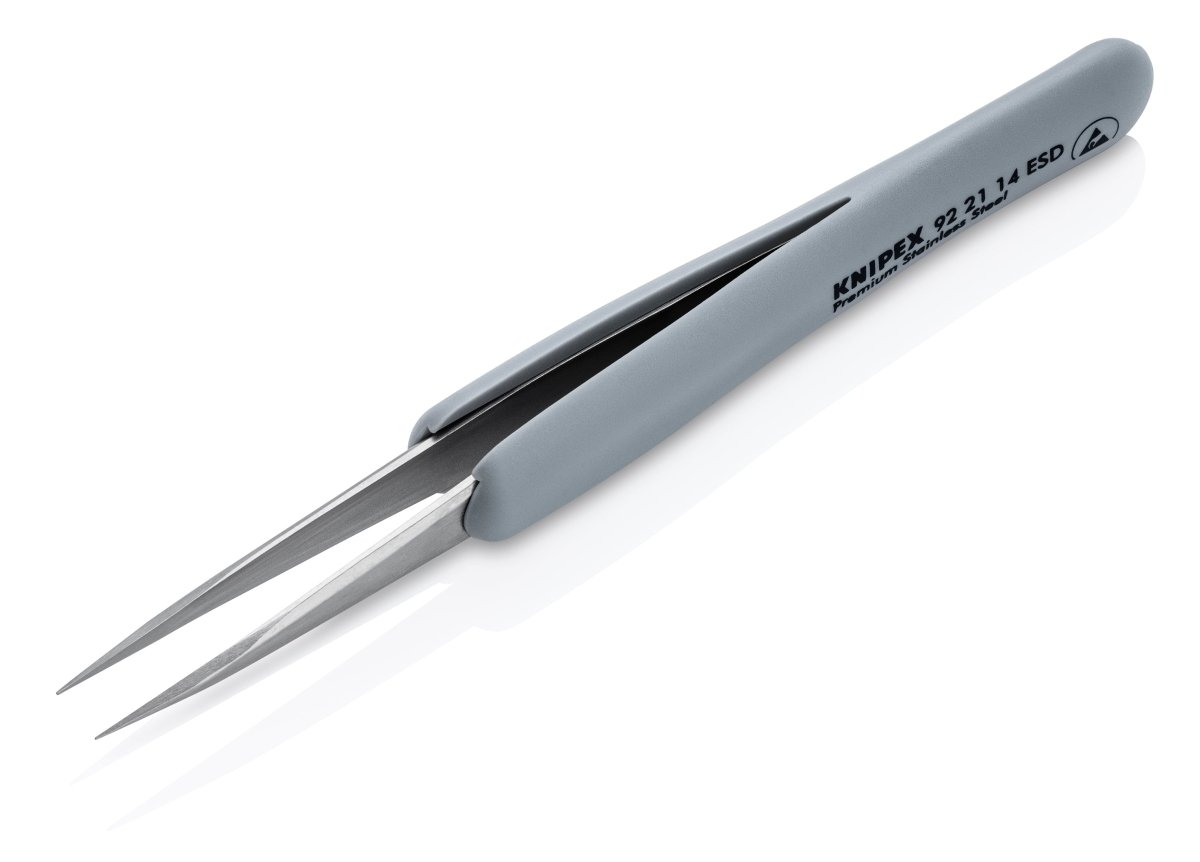 Knipex Stainless Steel Pointed Tips Precision Tweezers ESD 4" 92 21 14 ESD - Mr. Tools