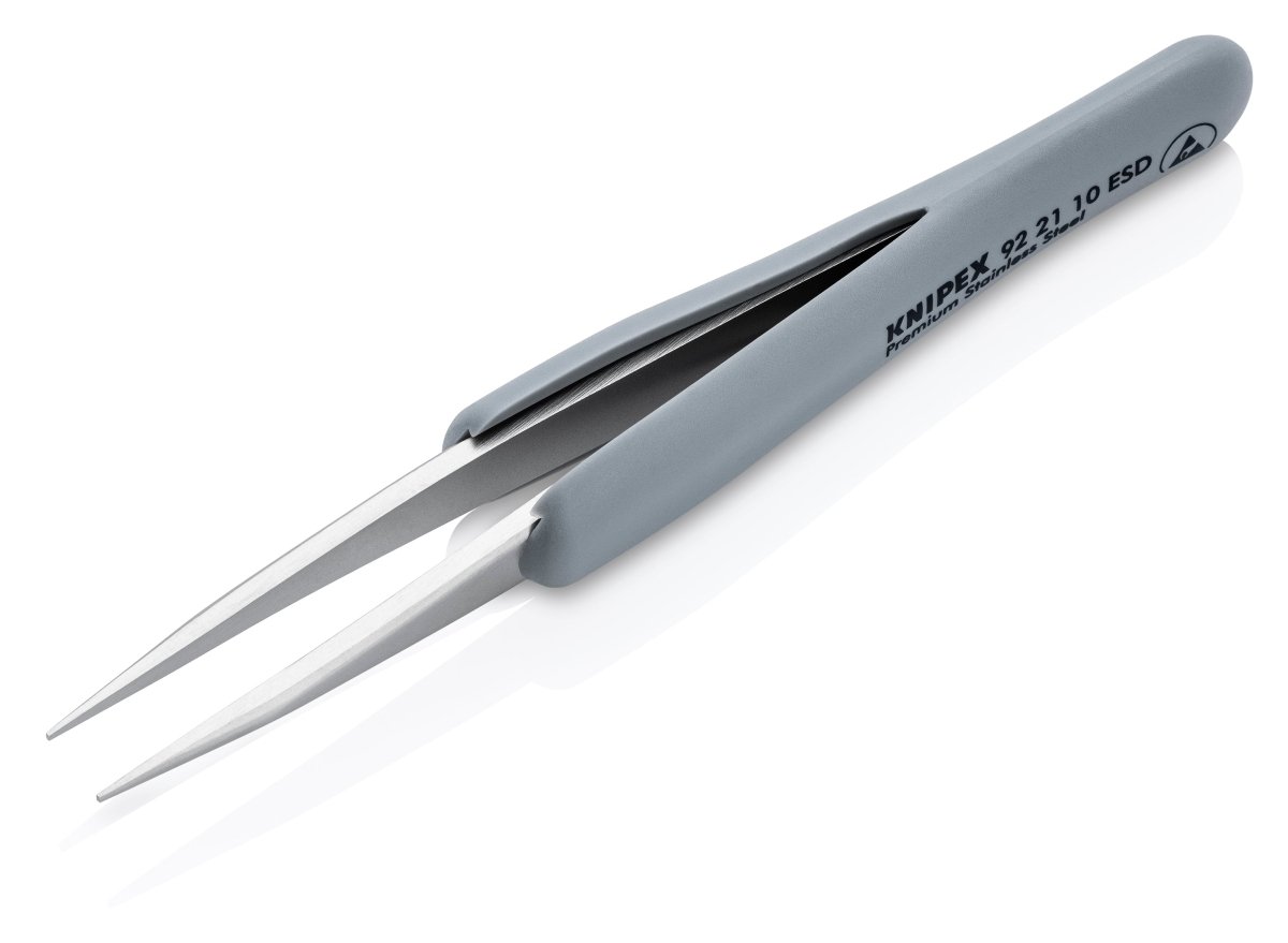 Knipex Stainless Steel Pointed Tips Precision Tweezers ESD 5 1/4" 92 21 10 ESD - Mr. Tools