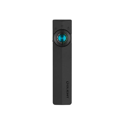 Olight ArkPro 1500 lumen flat unibody EDC flashlight in black with blue center switch dial
