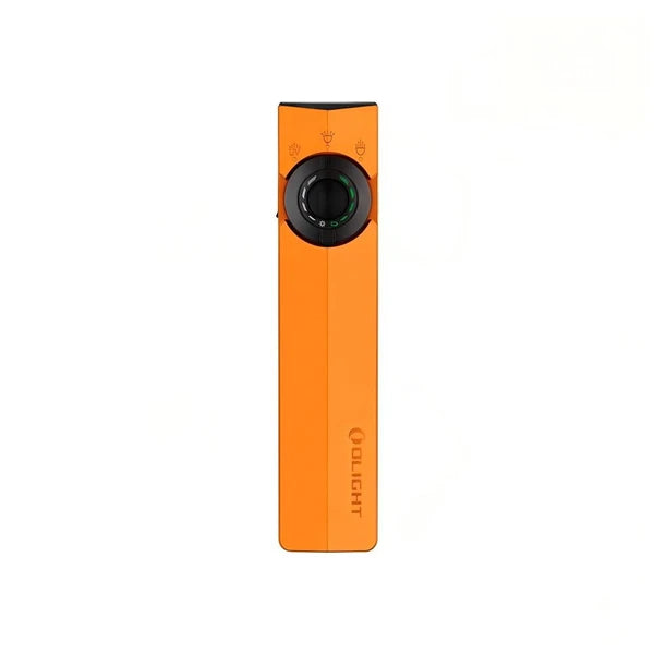 Olight ArkPro rechargeable EDC flashlight with UV and green laser in safety orange