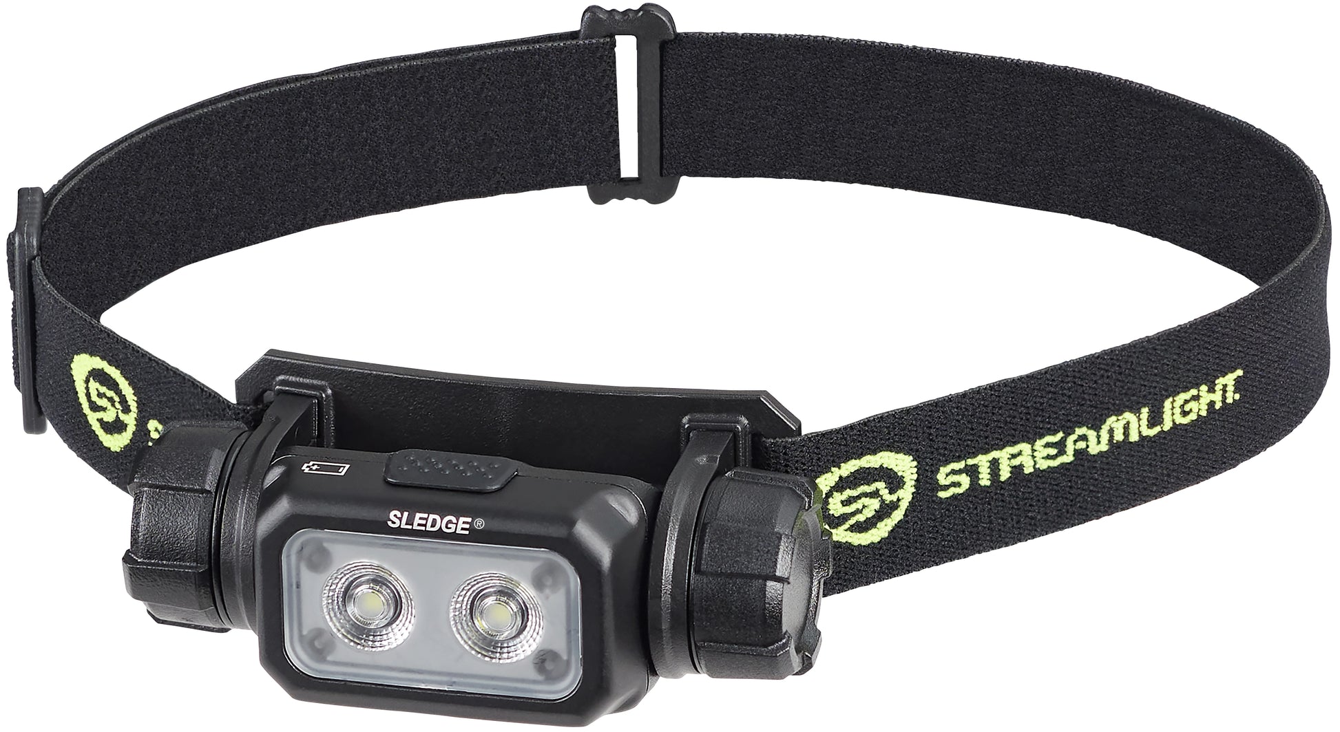 Streamlight Sledge rechargeable flood headlamp with adjustable elastic headband.