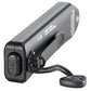Close-up rear angle view of the textured tactical push-button tail switch and lanyard attachment point on the black Streamlight Wedge XT everyday carry flashlight.