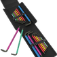 Wera 05133286001 Big Pack Multicolour Hex-Plus 19-piece L-key set in open textile pouch displaying metric and imperial keys with loose 8mm and 1/4 inch keys.