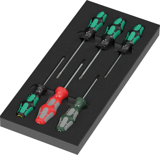 Wera 05150129001 9719 Kraftform Series 300 Screwdriver Set 3 in Foam Insert - 7 Piece - Mr. Tools