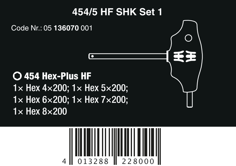 Wera 454/5 HF SHK Set 1 Hex - Plus T - Handle Screwdriver Set Metric 05136070001 - Mr. Tools