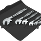 The Wera 6004 Joker 6 Set 1 including six self-setting spanners (XS, S, M, L, XL, and XXL) organized in a heavy-duty textile folding pouch for universal fastener coverage.
