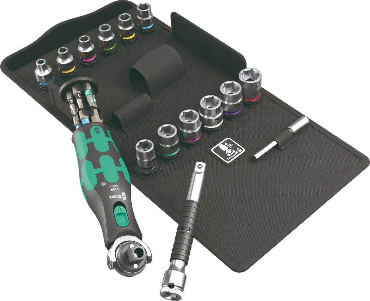 Wera 8009 Zyklop Pocket Set 3 Socket Wrench Set 3/8" Drive Metric 05004284001 - Mr. Tools