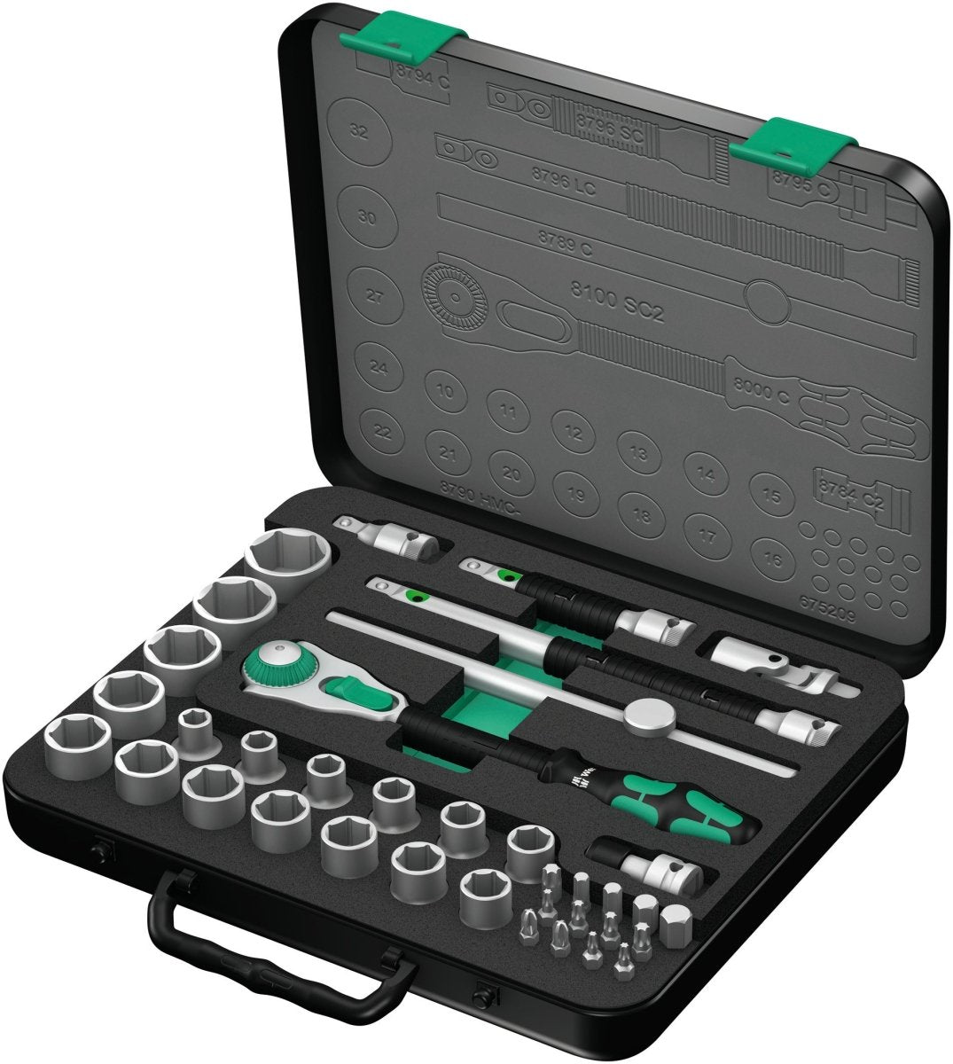 Wera 8100 SC 2 Zyklop Speed Ratchet Set 1/2" Drive 37 Pieces Metric 05003645001 - Mr. Tools