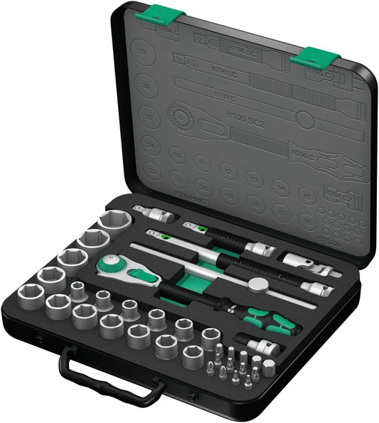 Wera 8100 SC 2 Zyklop Speed Ratchet Set 1/2" Drive 37 Pieces Metric 05003645001 - Mr. Tools
