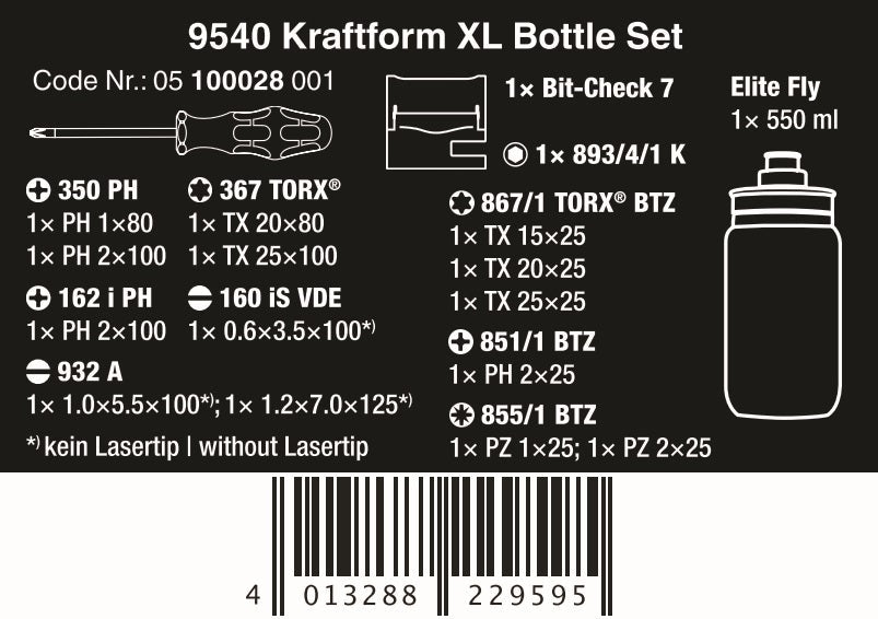 Wera 9540 Kraftform XL Bottle Screwdriver Set 05100028001 - Mr. Tools
