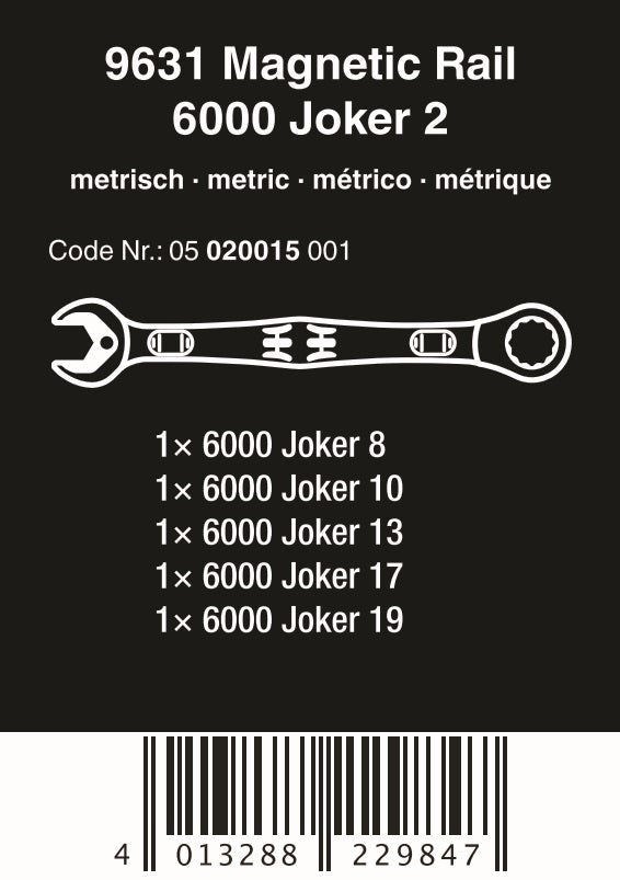 Wera 9631 Magnetic Rail 6000 Joker 2 Ratcheting Wrench Set Metric 05020015001 - Mr. Tools