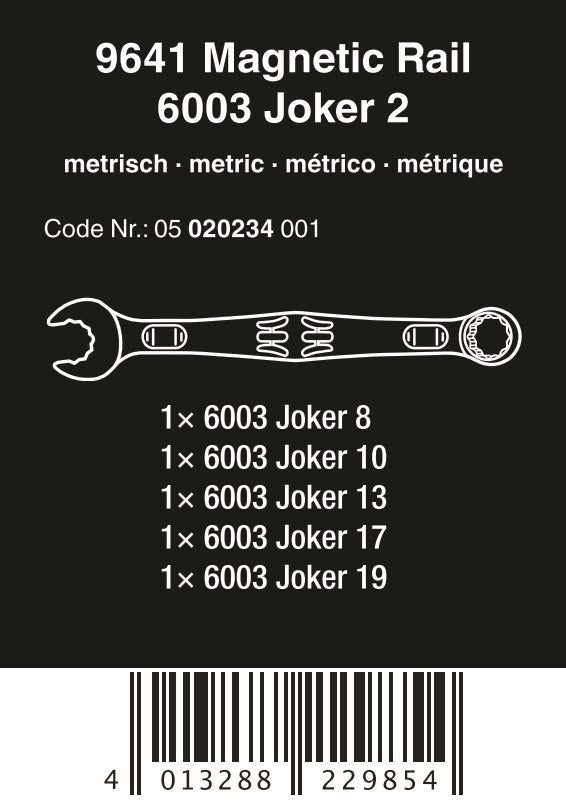 Wera 9641 Magnetic Rail 6003 Joker 2 Combination Wrench Set Metric 05020234001 - Mr. Tools