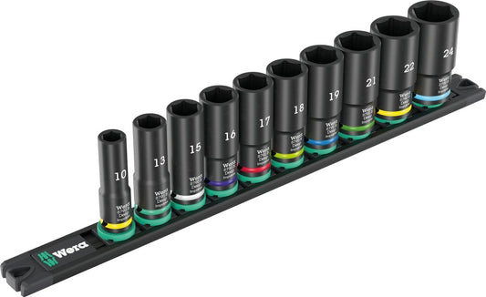 Wera 9660 Magnetic Rail B Impaktor Deep 1 Socket Set 3/8" Metric 05005590001 - Mr. Tools