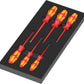 High-density shadow foam tray holding the 7-piece Wera 97110 Kraftform Series 100 VDE insulated screwdriver set