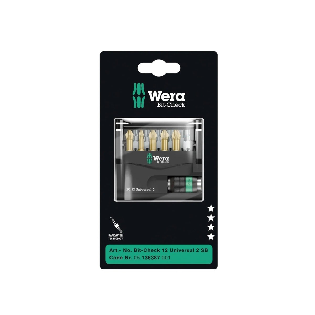 Wera Bit - Check 12 Universal 2 SB Bit Set 12 Pieces 05136387001 - Mr. Tools