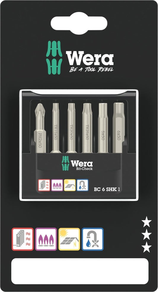 Wera Bit - Check 6 SHK 1 SB Screwdriver Bit Set 05073631001 - Mr. Tools