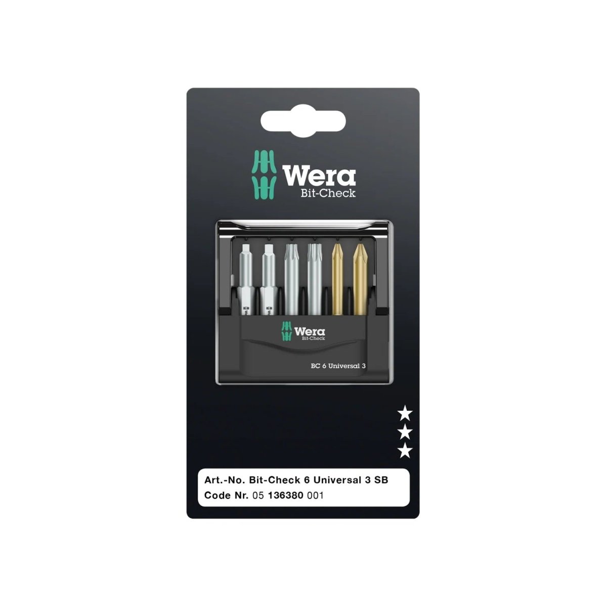 Check Bit Set Wera Bit-Check 6 Universal 3 SB Bit Set 6 Pieces 05136380001