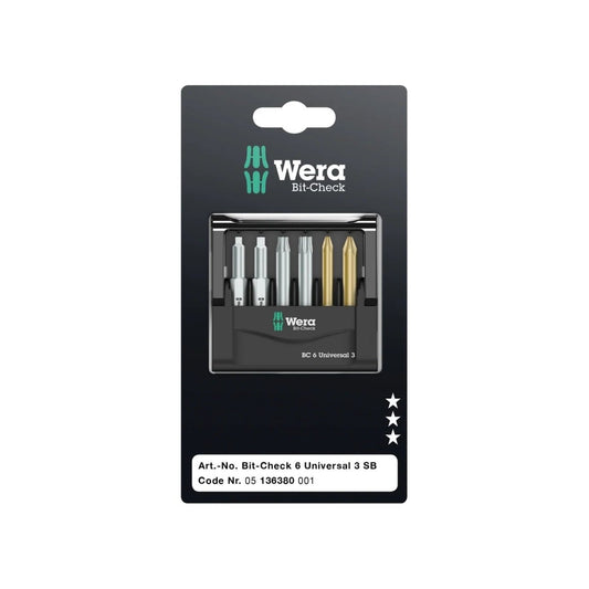 Wera Bit - Check 6 Universal 3 SB Bit Set 6 Pieces 05136380001 - Mr. Tools