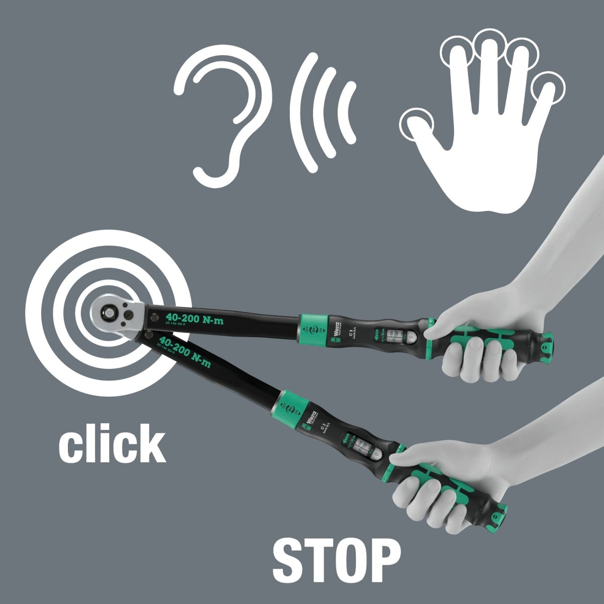 Wera Click - Torque Lock C 3 R/L Torque Wrench 40 - 200 Nm 1/2" Drive 05075695001 - Mr. Tools