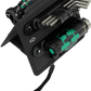 Reverse angle view of the Wera 2026 modular tool case showing the Wera Flashdriver tactical torch clipped tightly into place next to the metric L-key cluster.