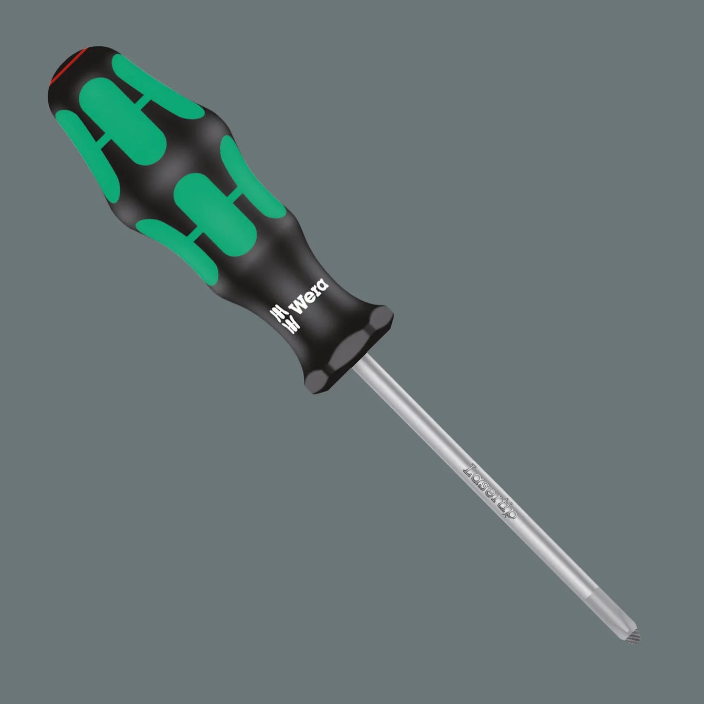 Wera 300 Series Kraftform screwdriver with a Lasertip blade design for anti-slip screw engagement.