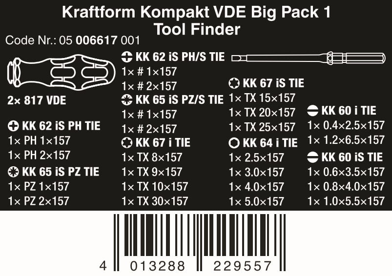 Wera Kraftform Kompakt VDE Big Pack 1 Screwdriver Set Metric 05006617001 - Mr. Tools