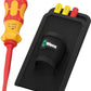Wera Kraftform Kompakt VDE GO RA 2 insulated ratcheting handle and interchangeable blades in textile belt holster.