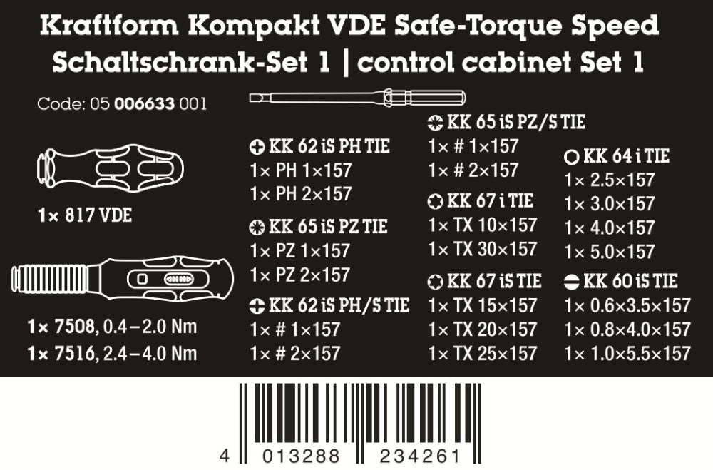 Wera Kraftform Kompakt VDE Safe Torque Speed Control Cabinet Set 1 05006633001 - Mr. Tools
