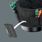 Close-up of the hook-and-loop velcro attachment zone on the exterior of the Wera bucket organizer for securing tool pouches.