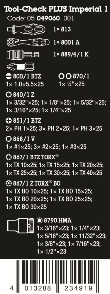 Wera Tool - Check PLUS Imperial 1 39 Pieces SAE 05049060001 - Mr. Tools