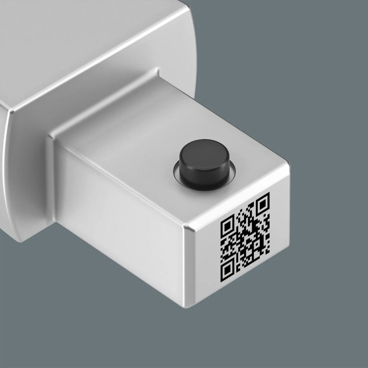 Close-up view of the laser-engraved QR code on a Wera 14x18 mm torque wrench insert tool for torque calculations
