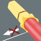 Diagram showing the hexagonal collar on a Wera VDE interchangeable blade preventing the tool from rolling off a workbench.