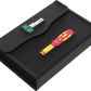 Closed black Wera textile storage case with hook-and-loop closure featuring the Wera logo and a torque screwdriver icon patch.