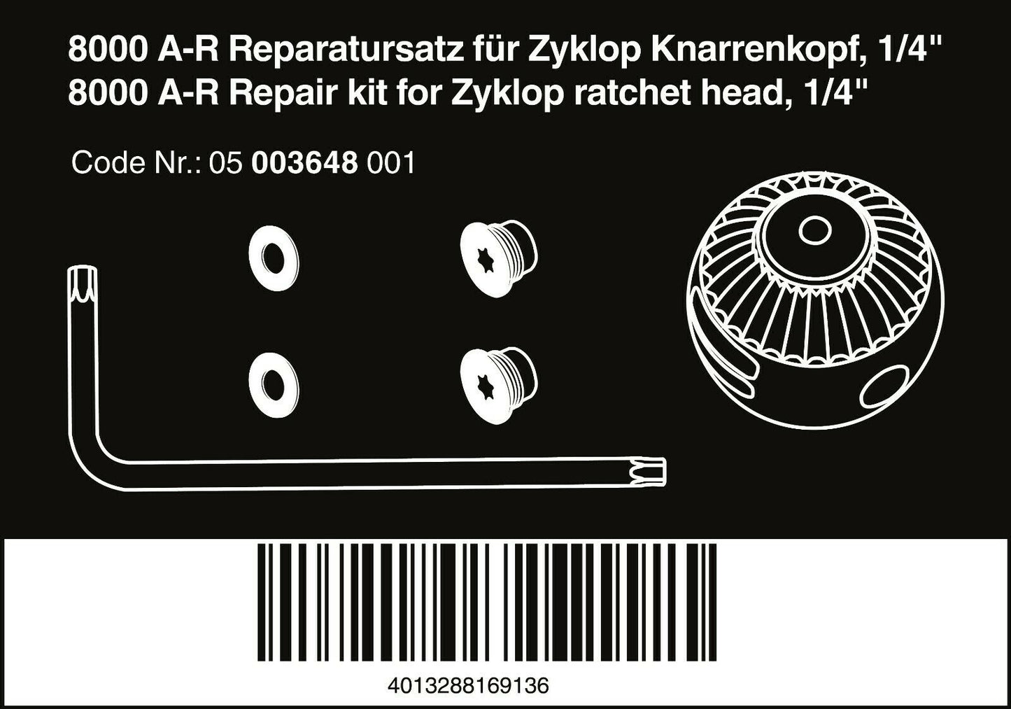 wera 8000 a-r zyklop socket wrench repair kit 1/4" 05003648001