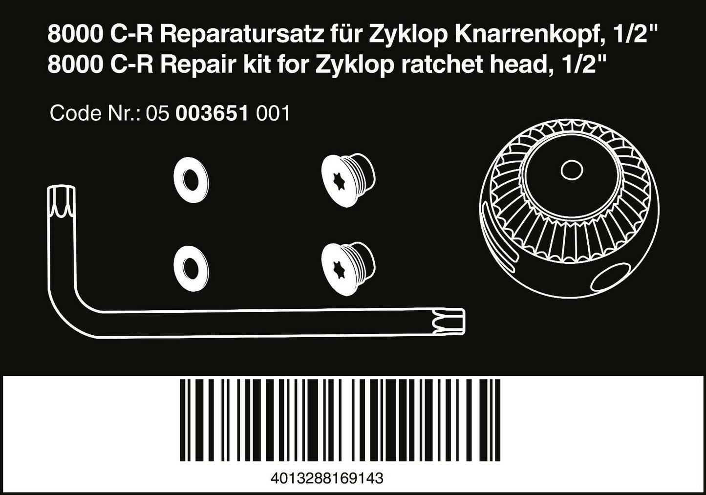 wera 8000 c-r zyklop socket wrench repair kit 1/2" 05003651001