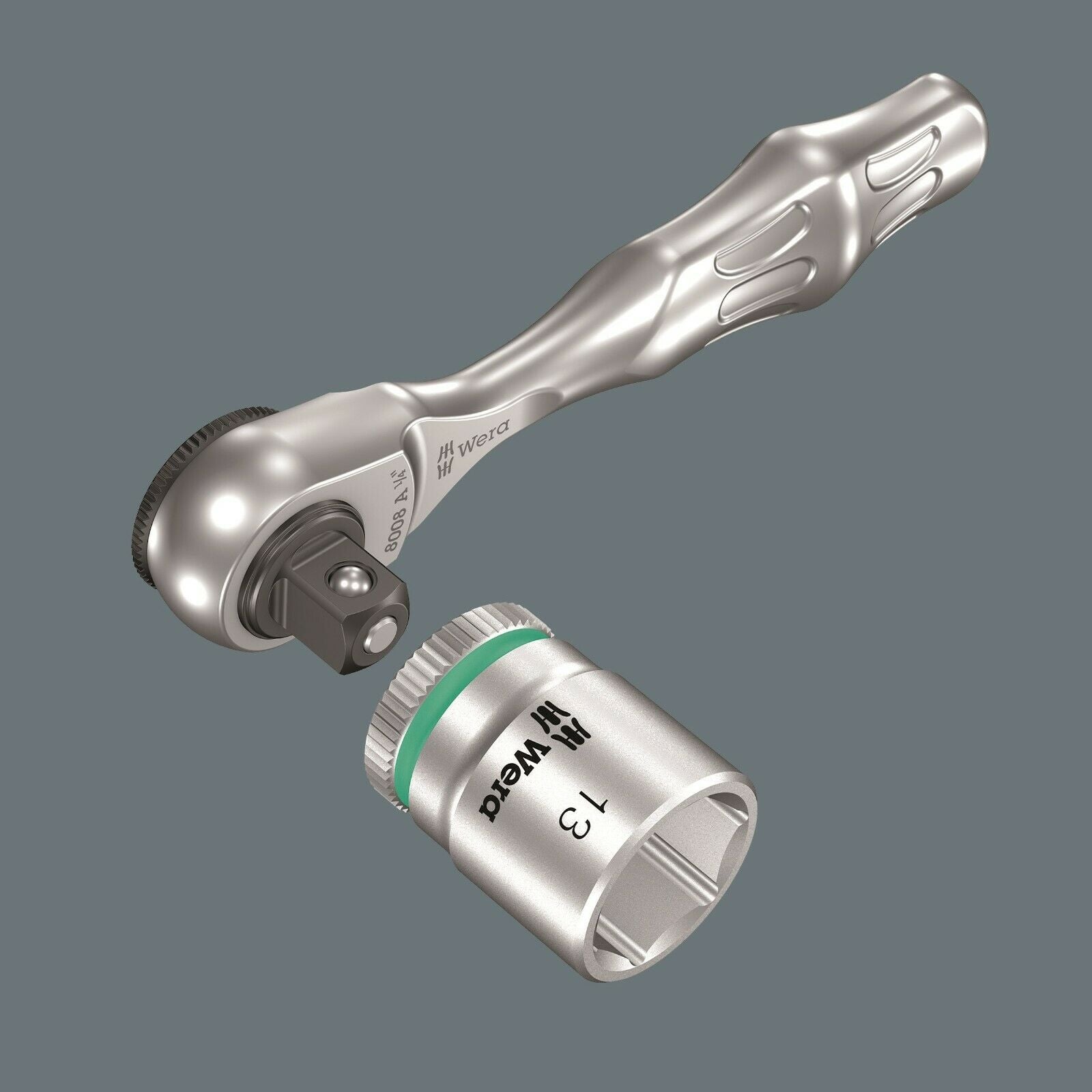 Wera 8008 A Zyklop Mini 3 Socket Wrench 1/4