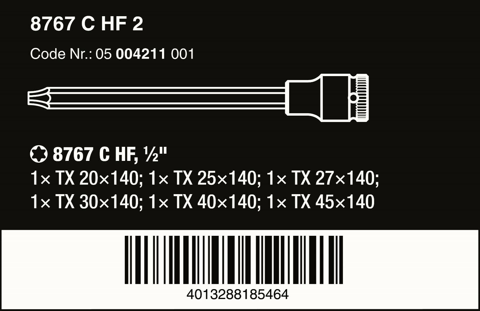 wera 8767 c torx® hf 2 zyklop socket set 1/2" drive 6 piece metric 05004211001