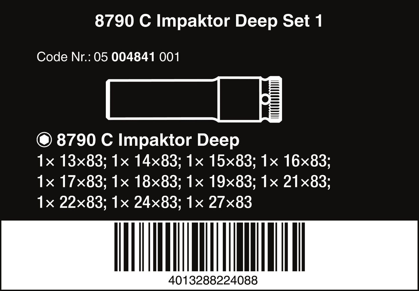Wera 8790 C Impaktor Deep Set 1 Socket Set 1/2" Drive Metric 05004841001