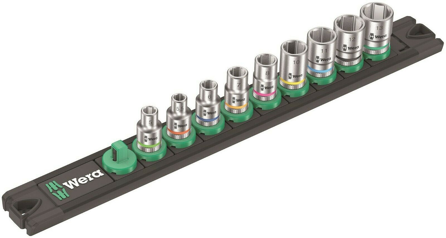 wera a 4 zyklop magnetic socket rail set 1/4" drive 9 pieces metric 05005400001