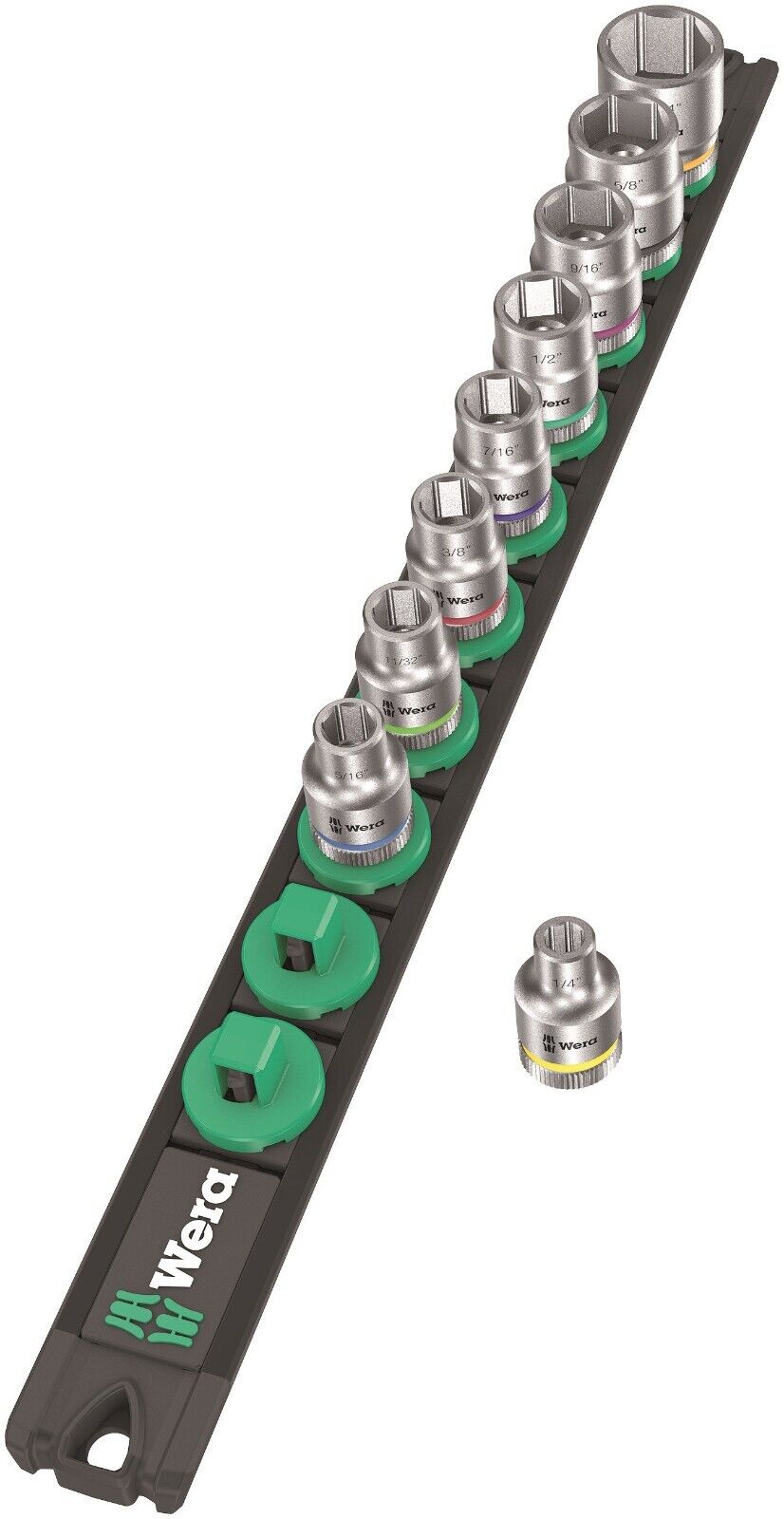 wera b zyklop magnetic rail socket set 3/8" drive 9 pieces sae 05005450001
