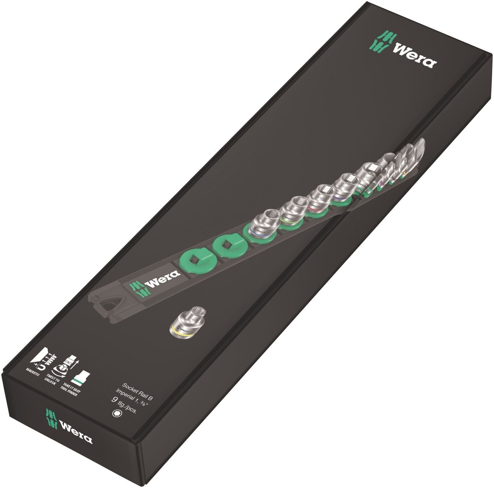 Wera B Zyklop Magnetic Rail Socket Set 3/8