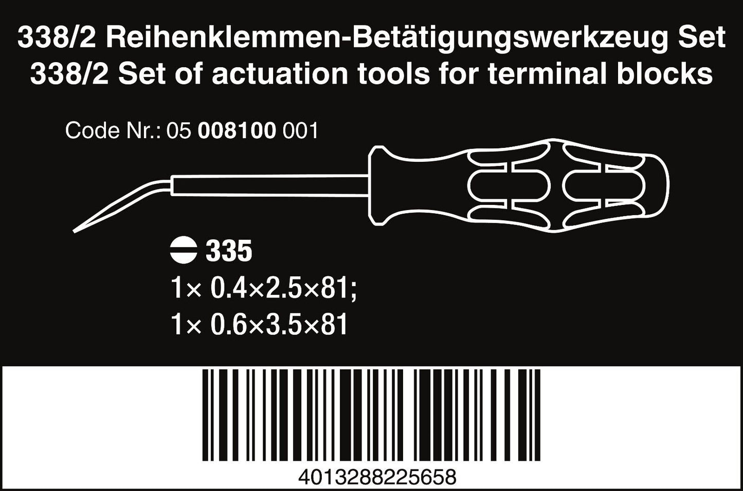 Wera 338/2 Actuation Tool For Terminal Blocks Spring Cages 2 Pieces 05008100001