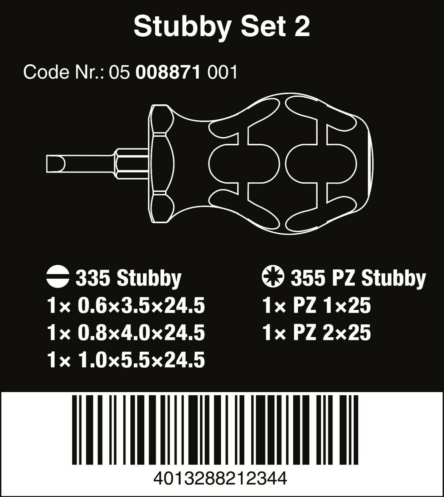 wera stubby set 2 screwdriver set 5 piece 05008871001
