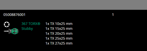 wera stubby set tx 1 torx® screwdriver set 5 piece 05008876001