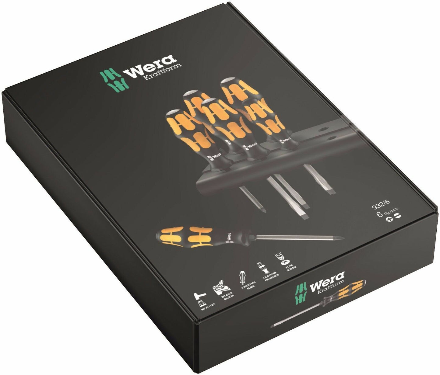 wera 932/6 kraftform chiseldriver screwdriver set with rack 05018282001