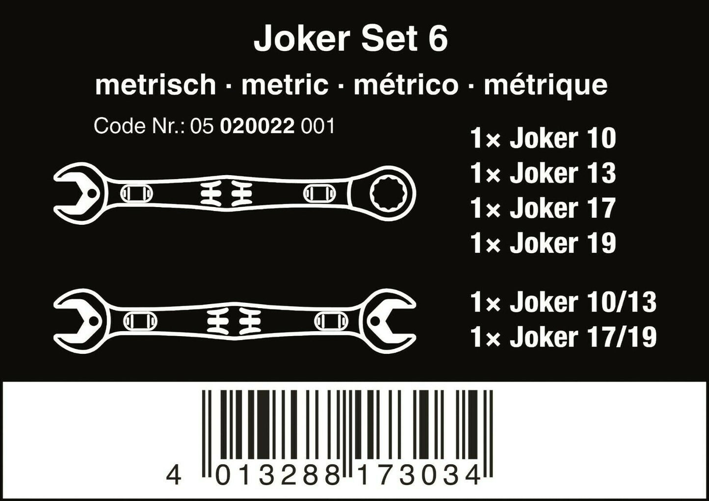 wera 6000/6002 joker ratcheting combination wrench set metric 05020022001